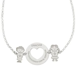 GARGANTILLA PLATA 925MM CORAZON + NIÑOS