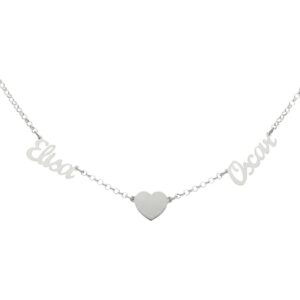 GARGANTILLA PLATA 925MM 2 NOMBRES + CORAZON