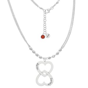 GARGANTILLA PLATA 925MM -  2 CORAZONES ENTRELAZADOS