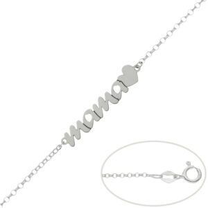 PULSERA PLATA 925MM MAMA + CORAZON
