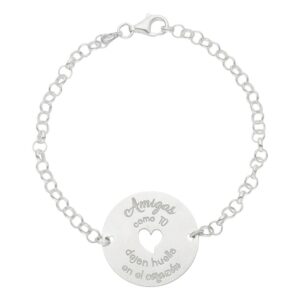PULSERA PLATA 925MM AMIGAS CORAZON + FRASE