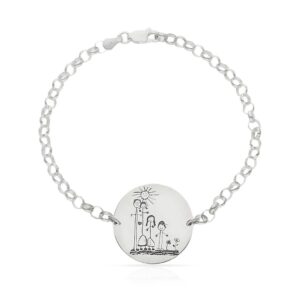 PULSERA DIBUJASUEÑOS CHAPA REDONDA PLATA 925MM