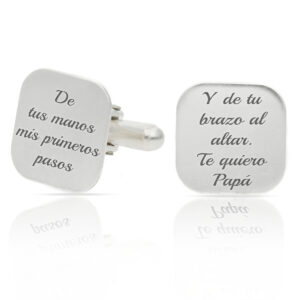 GEMELOS CUADRADOS PLATA 925MM FRASE