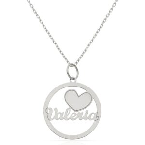 GARGANTILLA ORO BLANCO 18KL NOMBRE + CORAZON