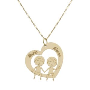 GARGANTILLA ORO 18KL CORAZON + NIÑOS