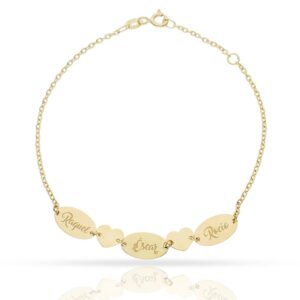 PULSERA ORO 18KL CHAPAS + CORAZONES
